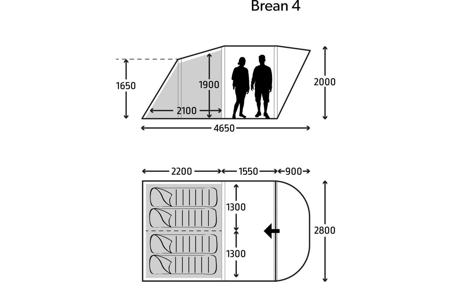 Kampa Brean Air 4 Aufblasbares Tunnelzelt Für 4 Personen