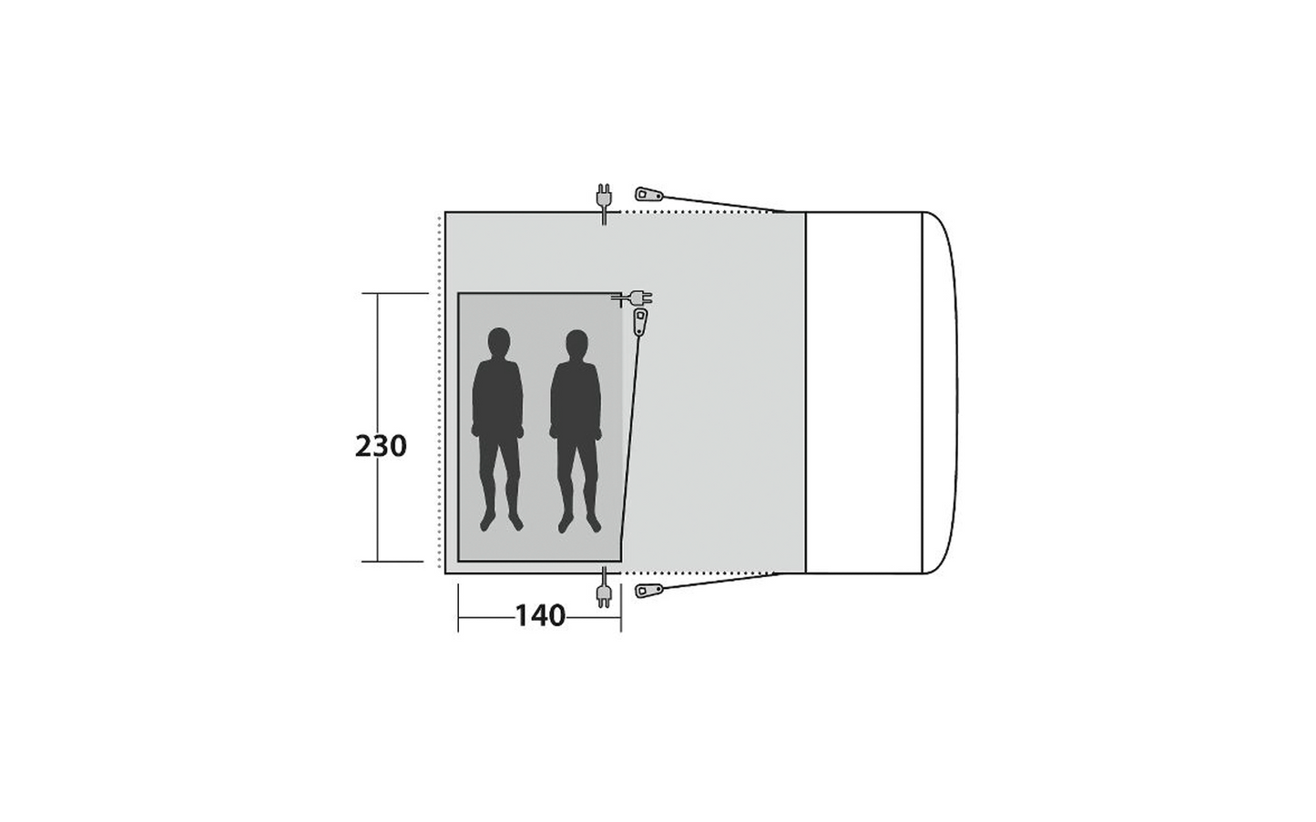 Outwell 2 Personen Innenzelt Geeignet Für Aufblasbares Vorzelt Talladega/Jonesville 290 SA/Wolfburg 380 A