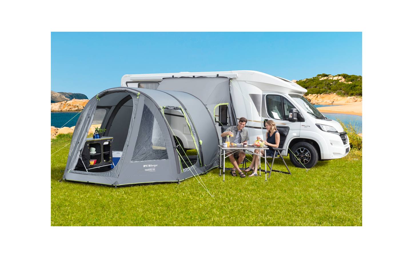Berger Touring Air XL Reisemobil- / Kastenwagen Aufblasbares Vorzelt Mit Moskitotür Und Fest Eingebauten Boden