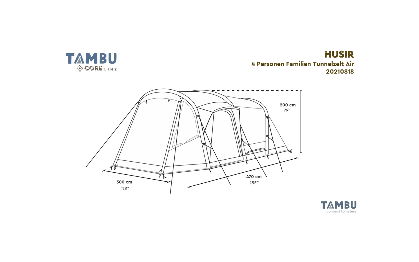  Tambu Husir Familien Tunnelzelt Air Braun Für 4 Personen