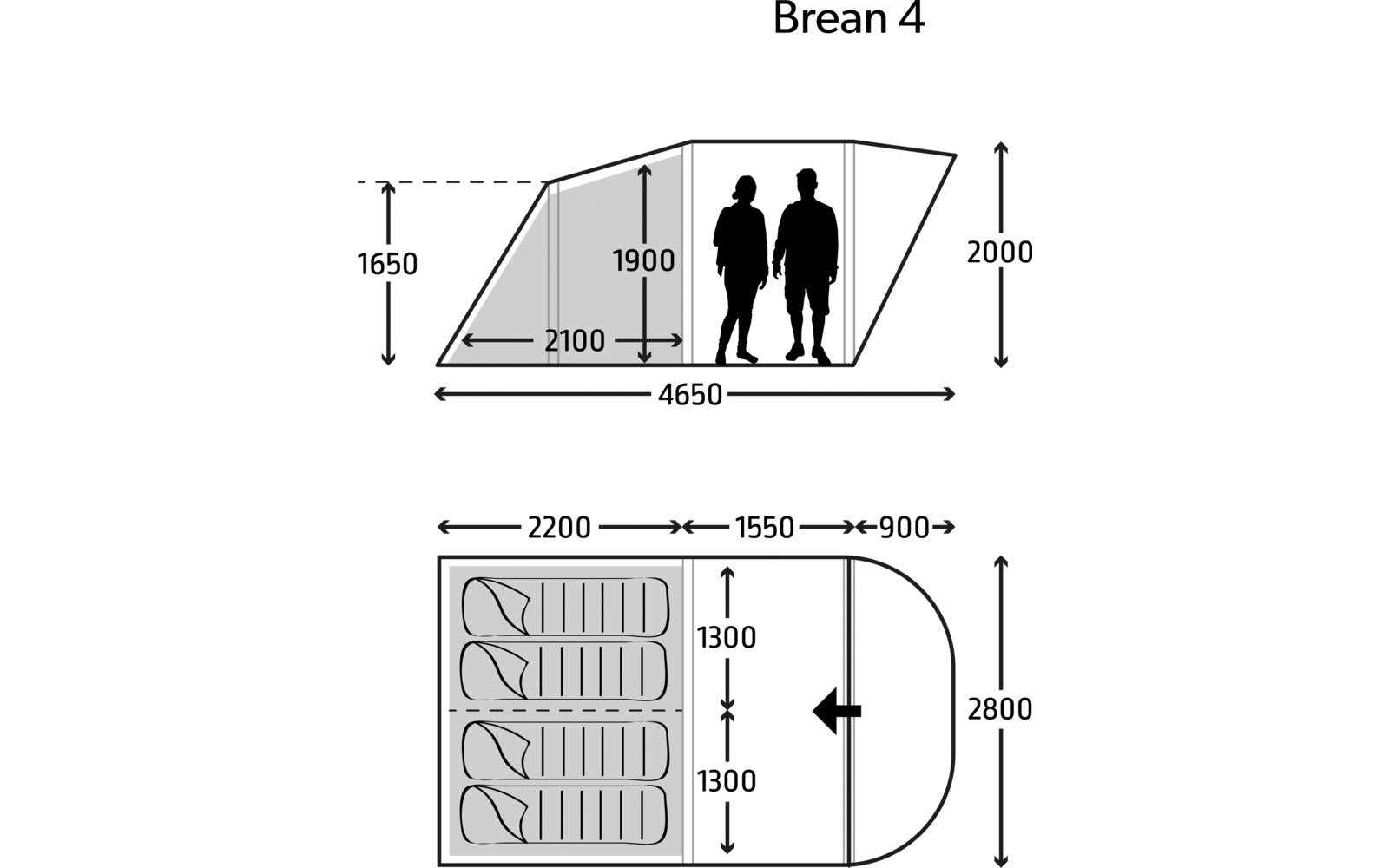  Kampa Brean Air 4 Aufblasbares Tunnelzelt Für 4 Personen