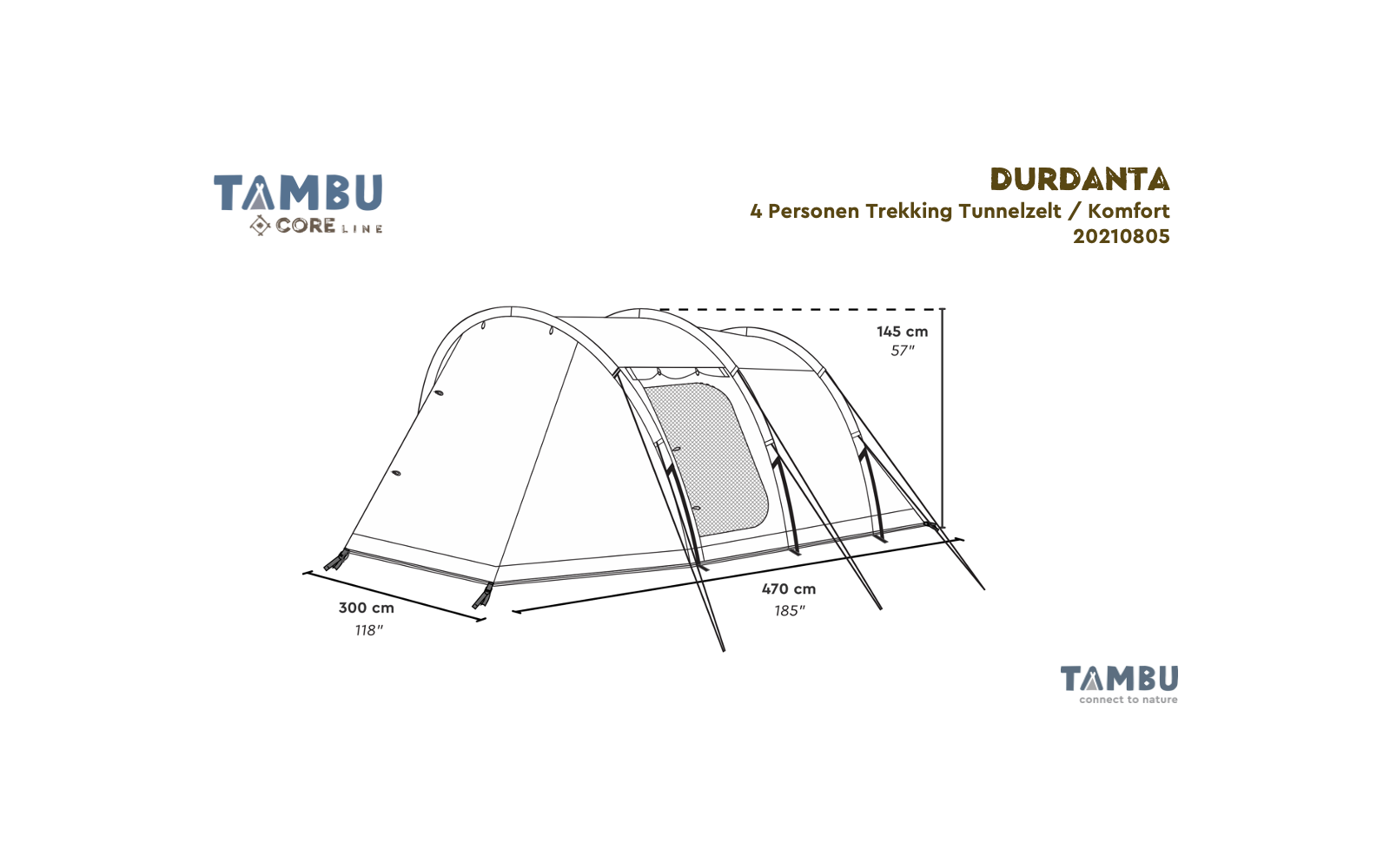  Tambu Durdanta Komfort Trekking Tunnelzelt Braun Für 4 Personen