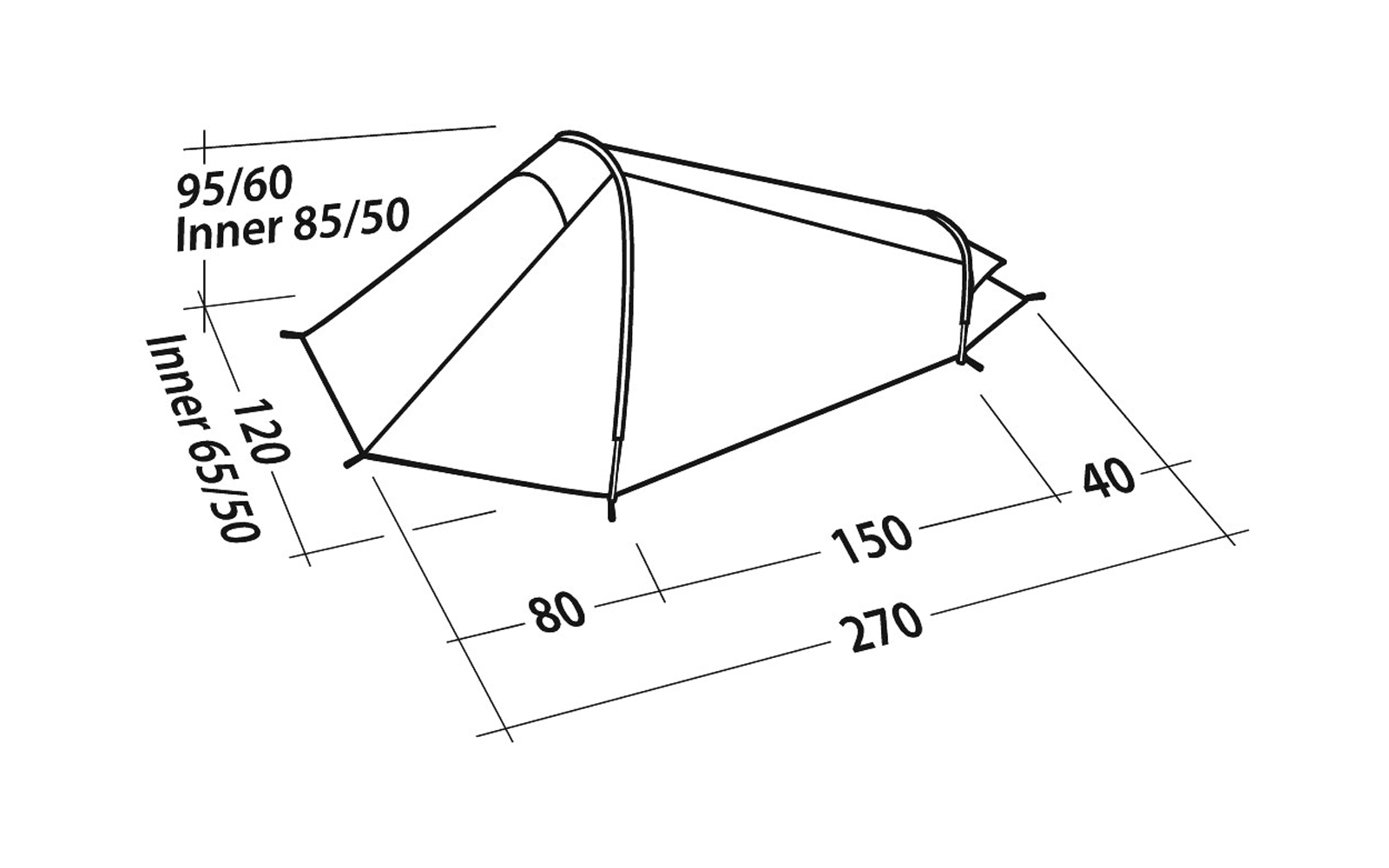  Robens Arrow Head Tunnelzelt 270 X 120 X 95 Cm Für 1 Person