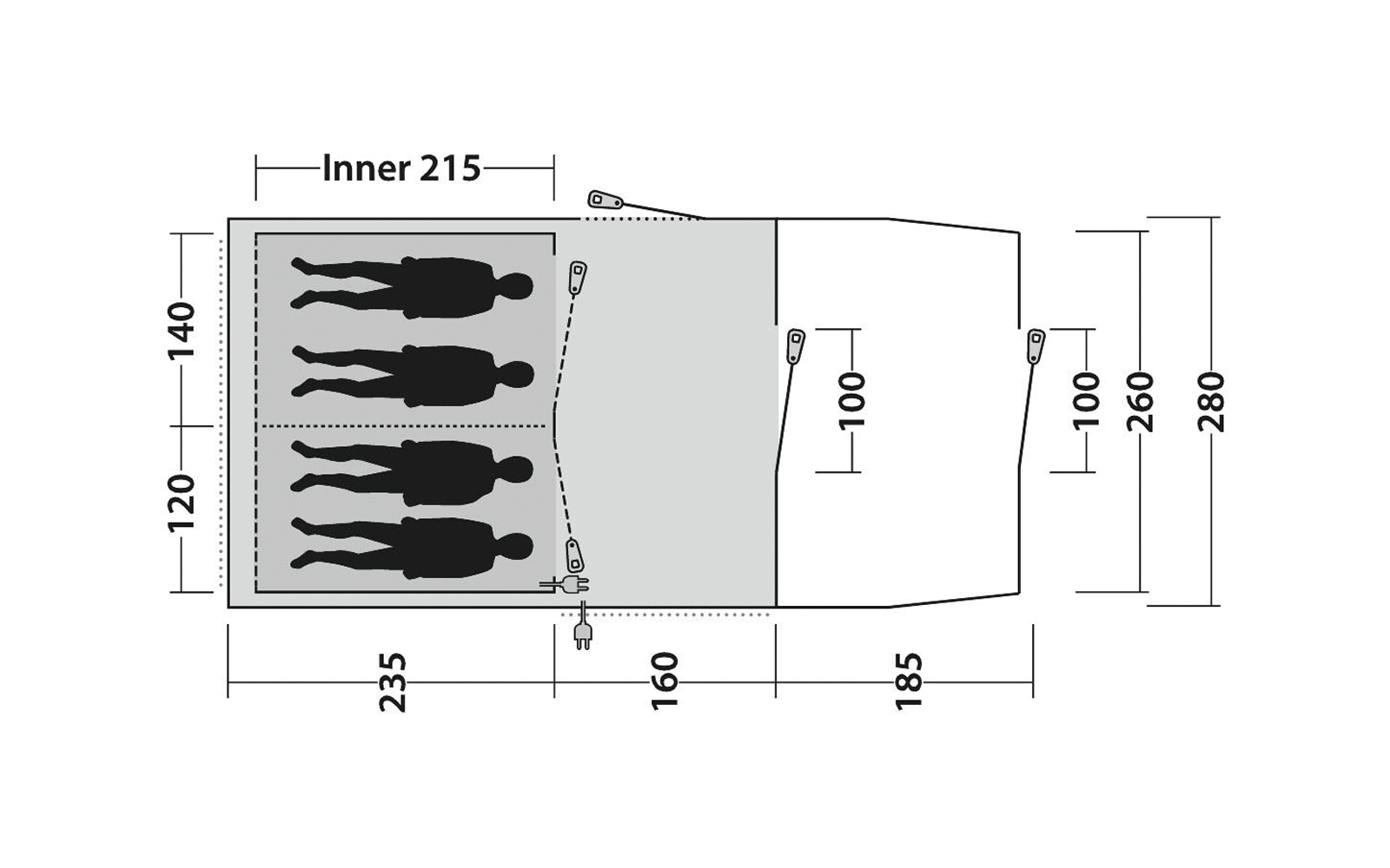  Outwell Rockwell 4 Tunnelzelt Für 4 Personen