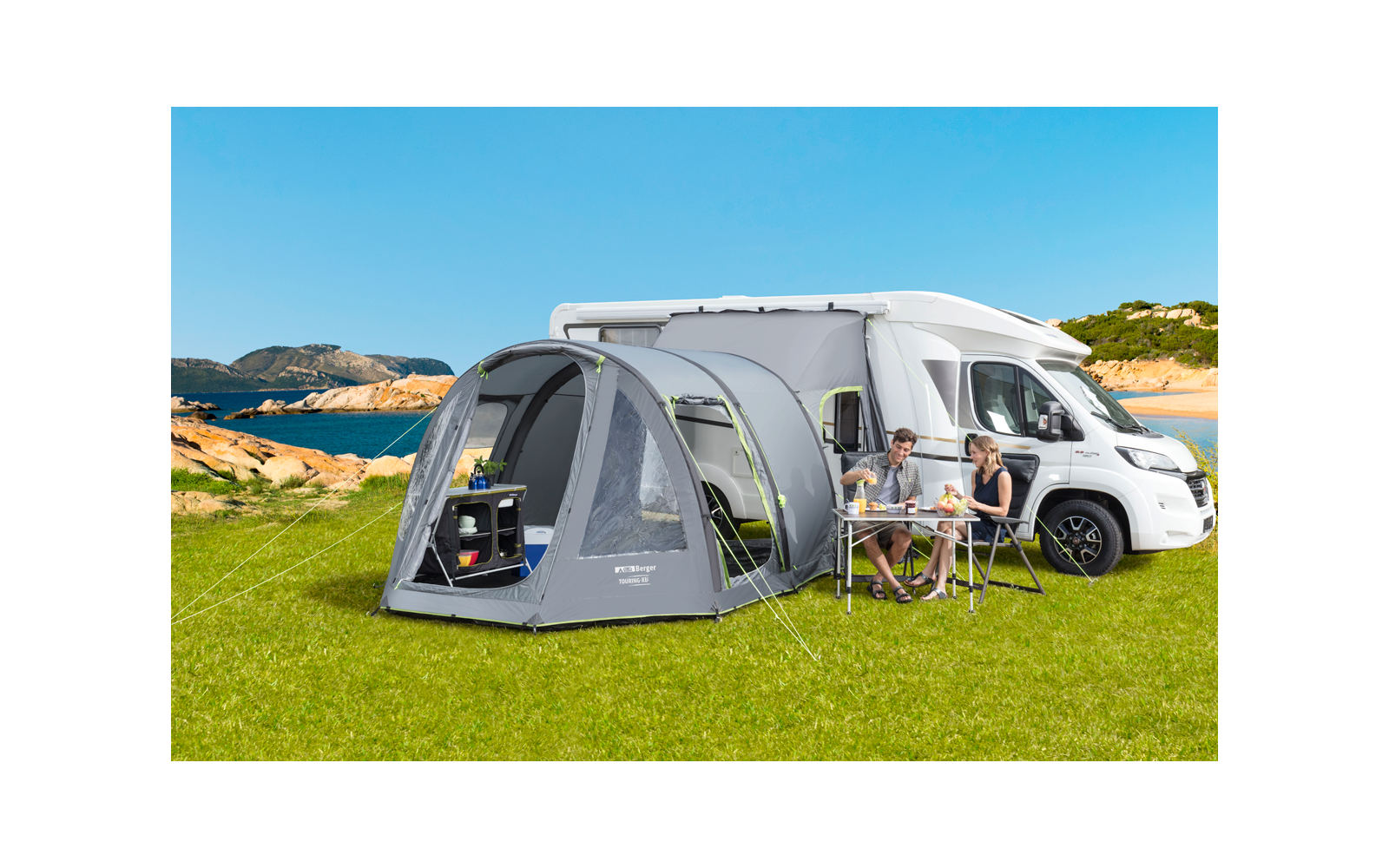  Berger Touring Air XL Reisemobil- / Kastenwagen Aufblasbares Vorzelt Mit Moskitotür Und Fest Eingebauten Boden