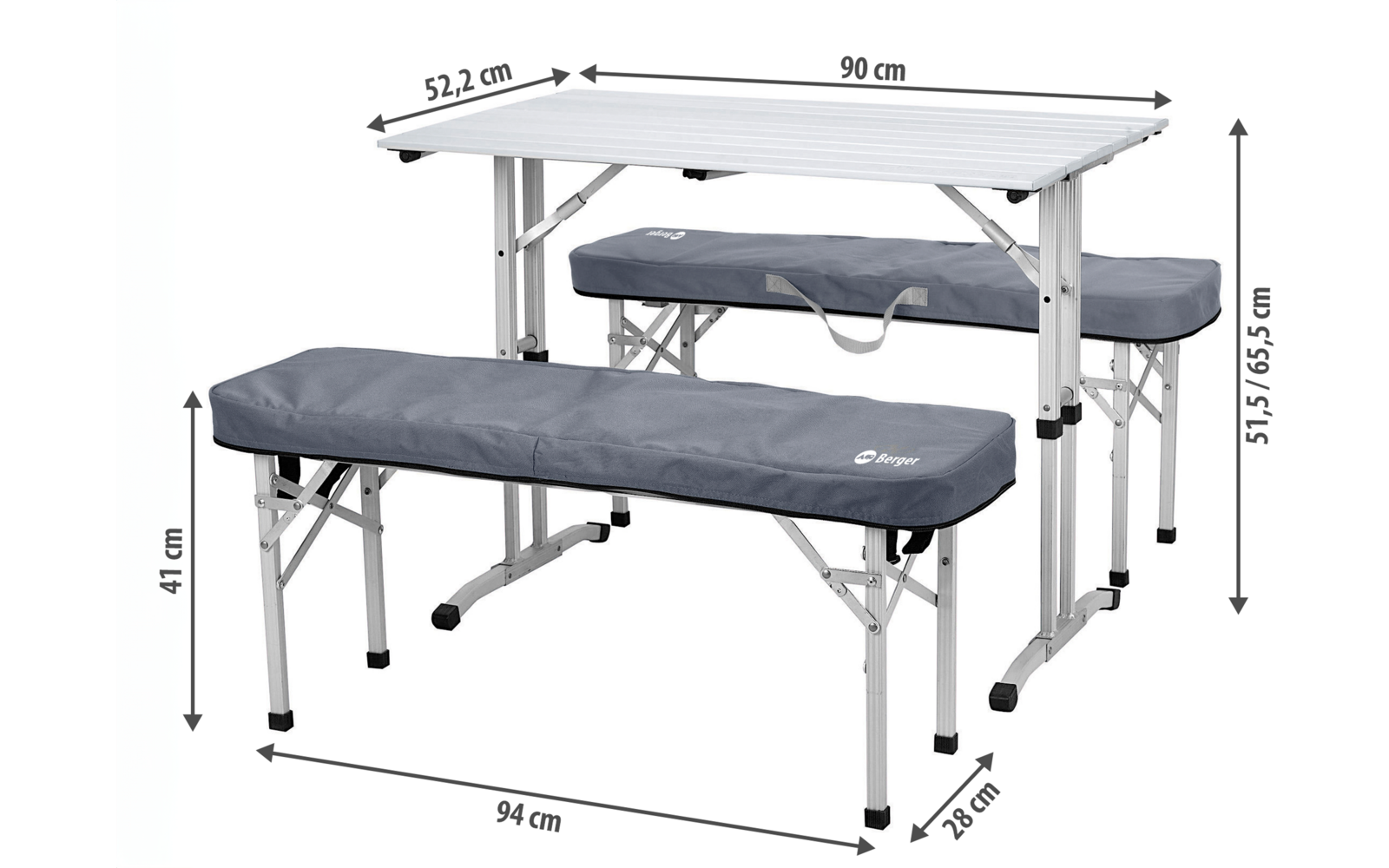  Berger Trevi Picknicktisch-Set 90 X 52,5 Cm