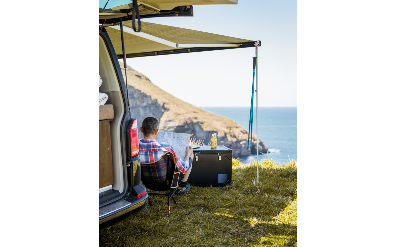  Fiamma F45s Wandmarkise 300 Cm Für VW T5 / T6 / Multivan / Transporter Langer Radstand (Deep Black / Royal Grey)