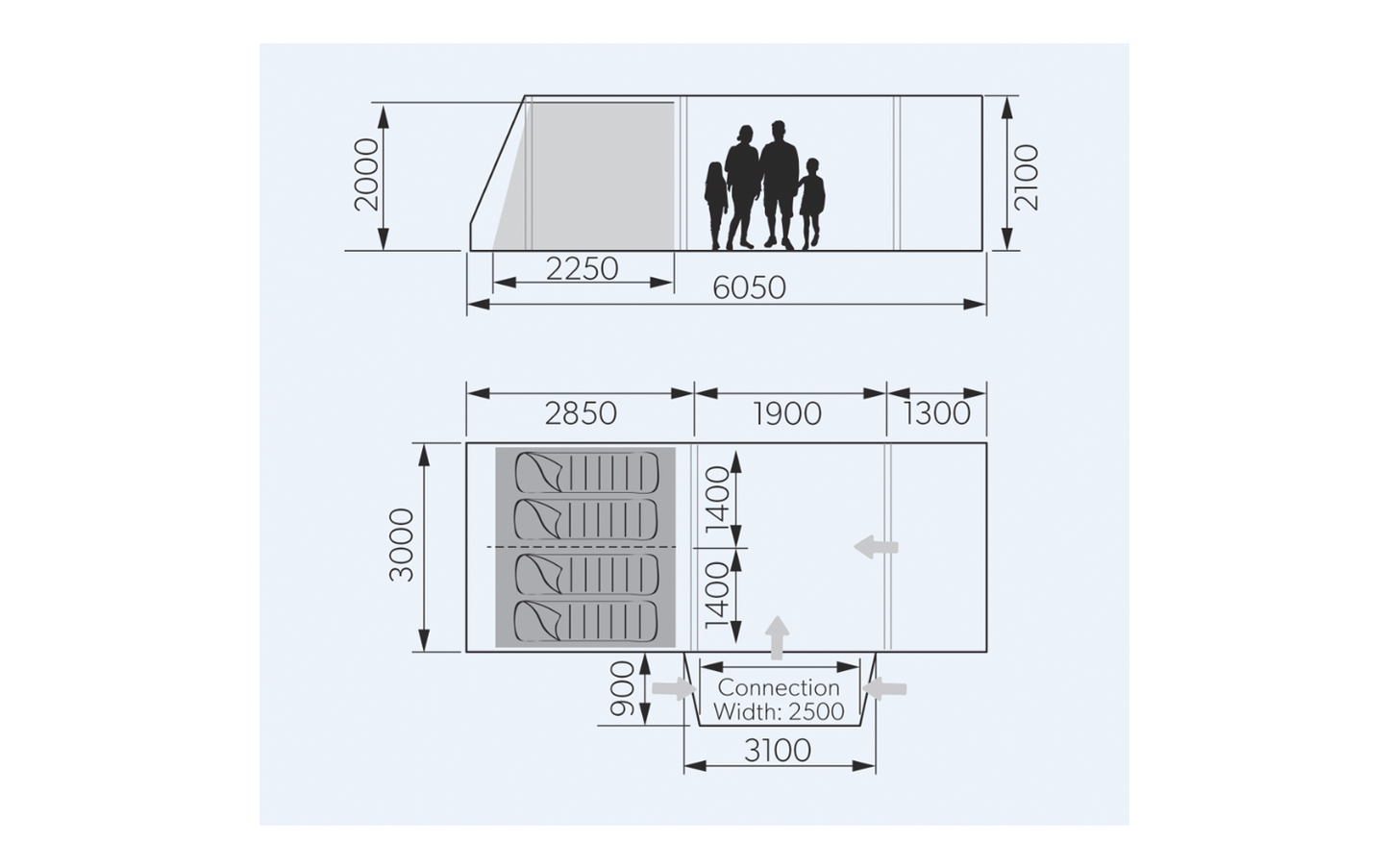  Dometic Rarotonga DA FTT 401 AIR Aufblasbares Driveaway Vorzelt 3 M